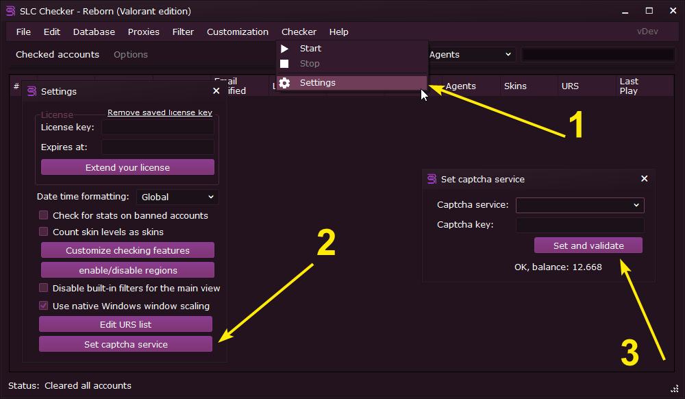 Captcha solver settings